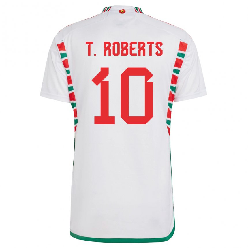 Hombre Camiseta Gales Tyler Roberts #10 Blanco 2ª Equipación 22-24 La Camisa Perú