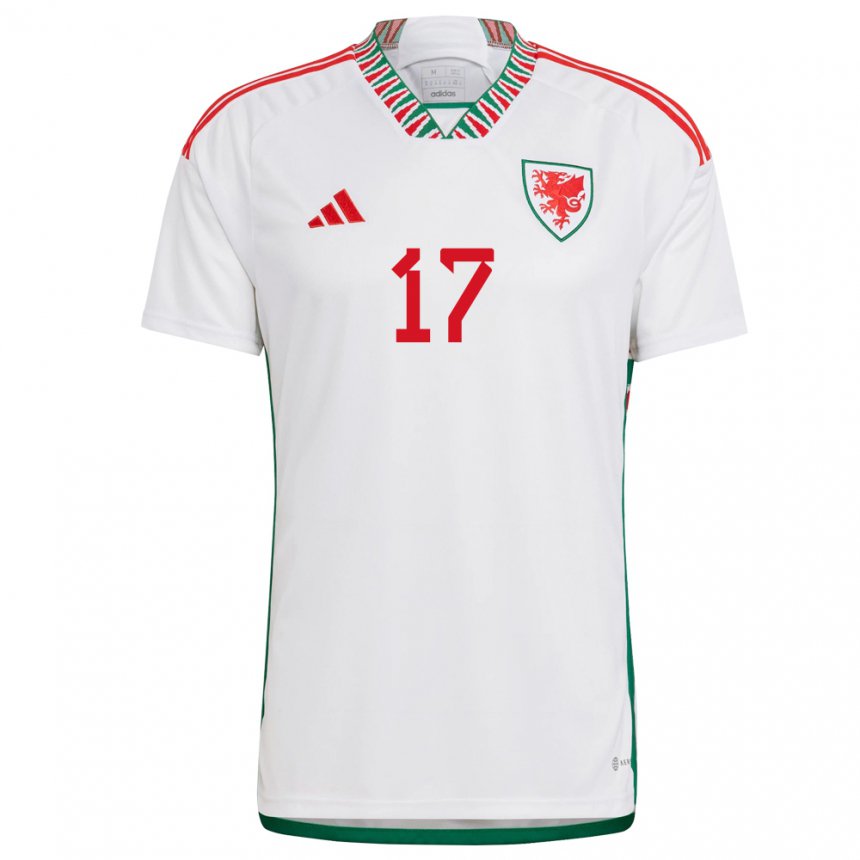 Hombre Camiseta Gales Rhys Norrington Davies #17 Blanco 2ª Equipación 22-24 La Camisa Perú