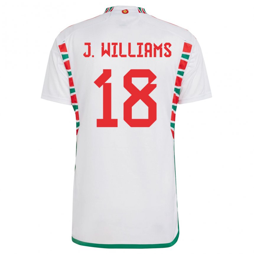 Hombre Camiseta Gales Jonathan Williams #18 Blanco 2ª Equipación 22-24 La Camisa Perú