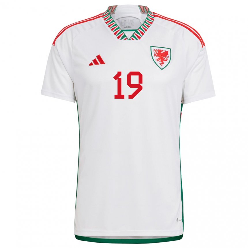 Hombre Camiseta Gales Mark Harris #19 Blanco 2ª Equipación 22-24 La Camisa Perú