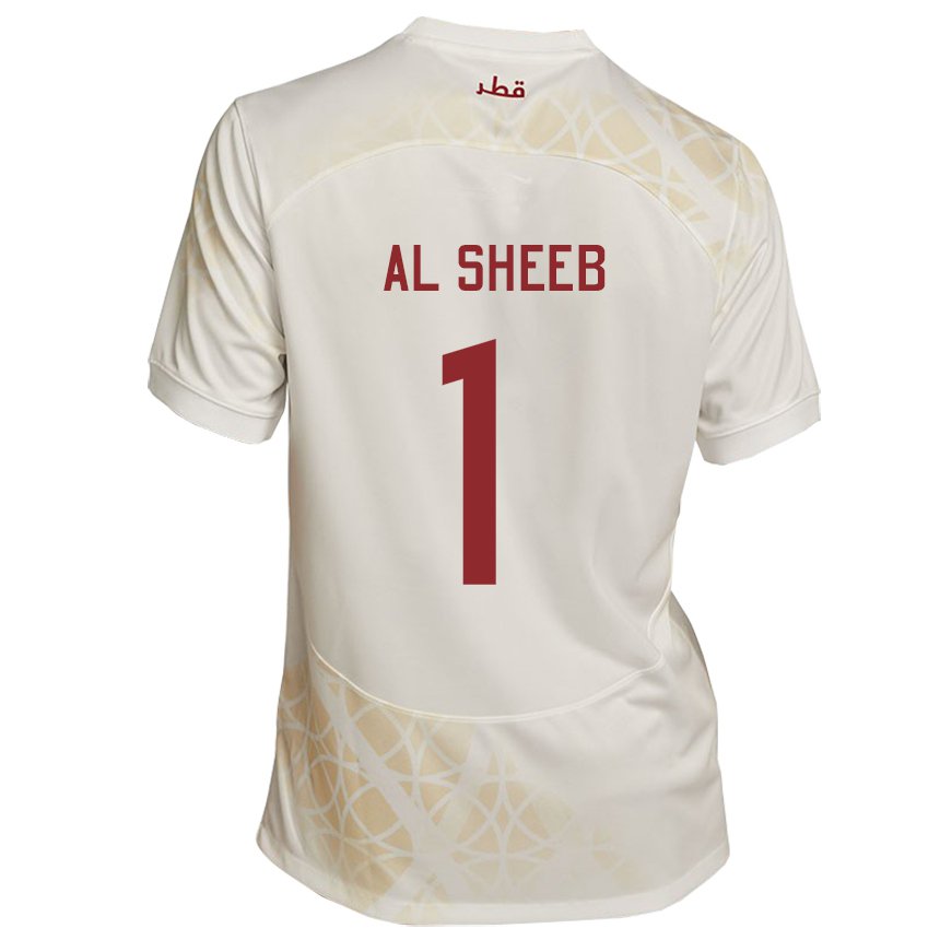 Hombre Camiseta Catar Saad Al Sheeb #1 Beis Dorado 2ª Equipación 22-24 La Camisa Perú