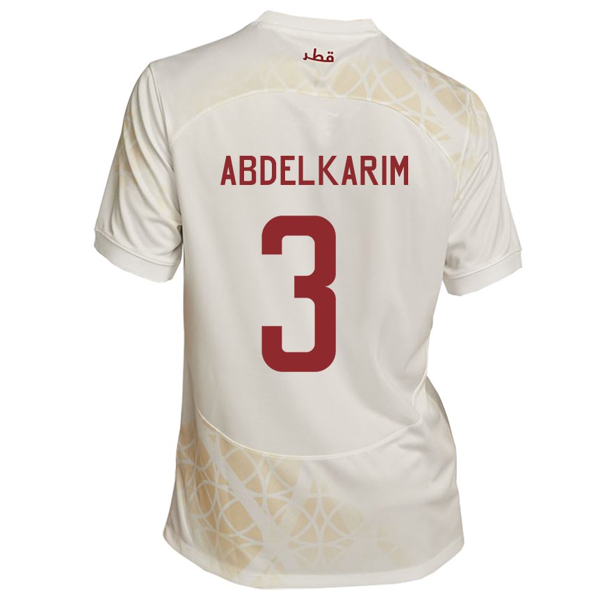 Hombre Camiseta Catar Abdelkarim Hassan #3 Beis Dorado 2ª Equipación 22-24 La Camisa Perú