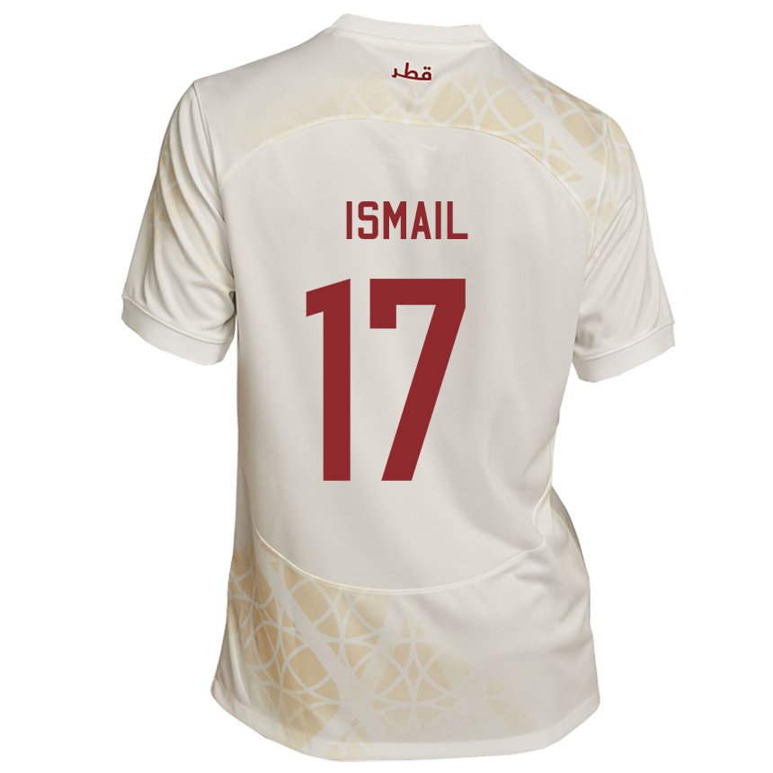 Hombre Camiseta Catar Ismail Mohamad #17 Beis Dorado 2ª Equipación 22-24 La Camisa Perú