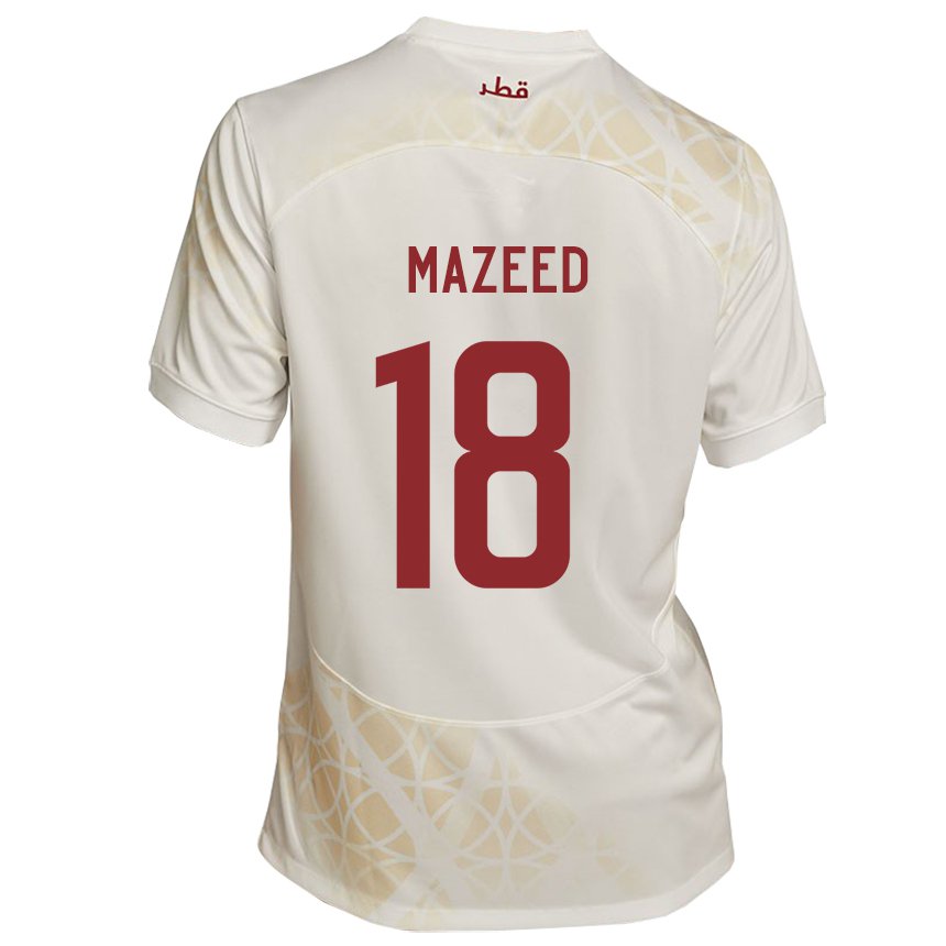 Hombre Camiseta Catar Khalid Muneer Ali #18 Beis Dorado 2ª Equipación 22-24 La Camisa Perú