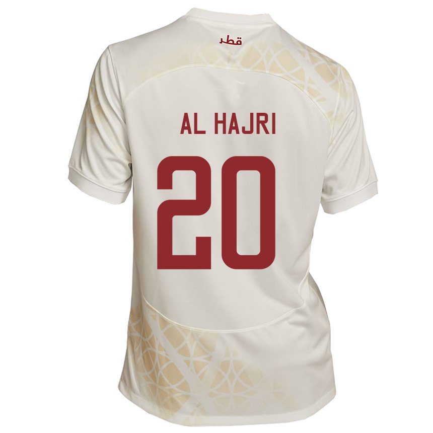 Hombre Camiseta Catar Salem Al Hajri #20 Beis Dorado 2ª Equipación 22-24 La Camisa Perú