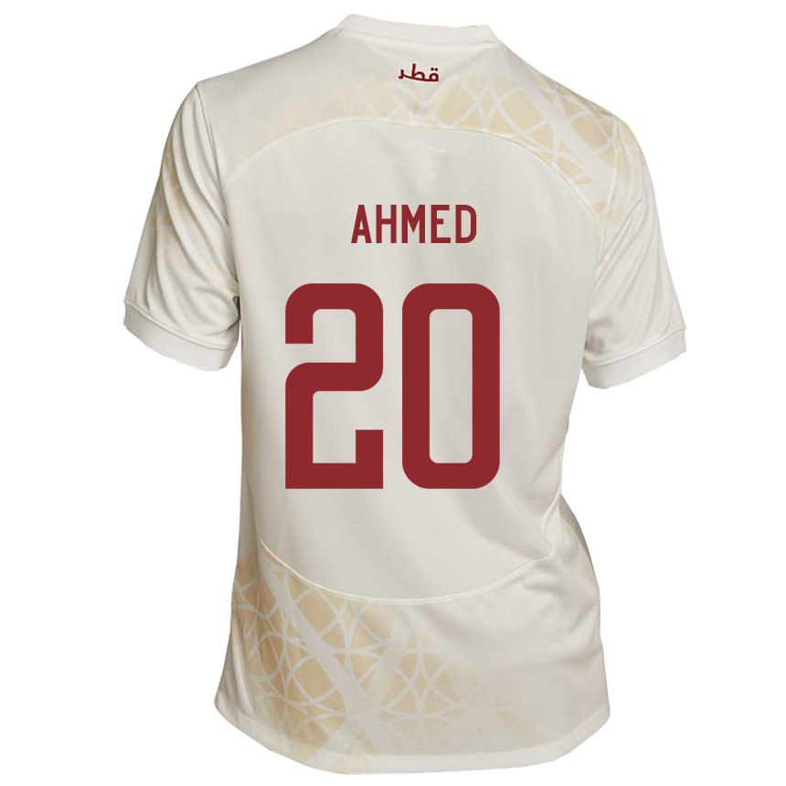 Hombre Camiseta Catar Ahmed Fadel Hasaba #20 Beis Dorado 2ª Equipación 22-24 La Camisa Perú