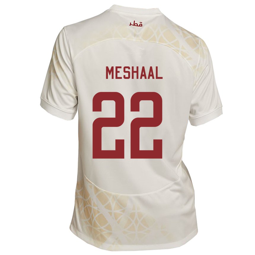 Hombre Camiseta Catar Meshaal Barsham #22 Beis Dorado 2ª Equipación 22-24 La Camisa Perú