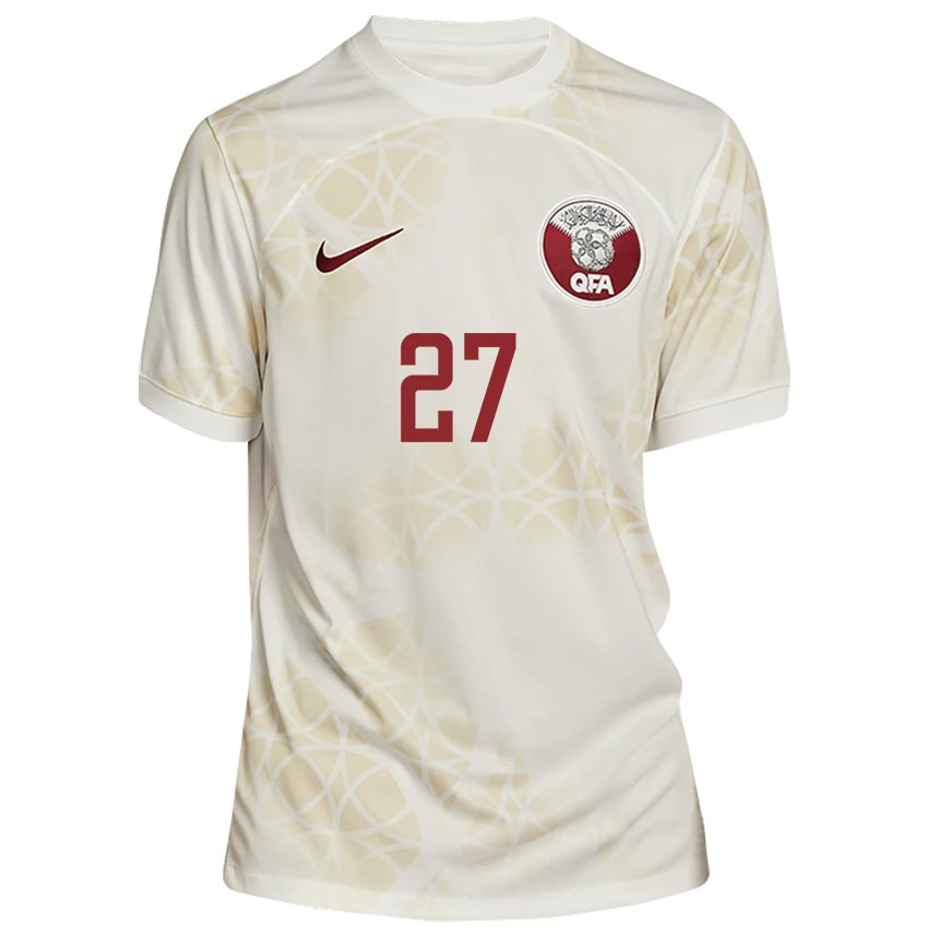 Hombre Camiseta Catar Ahmed Suhail #27 Beis Dorado 2ª Equipación 22-24 La Camisa Perú