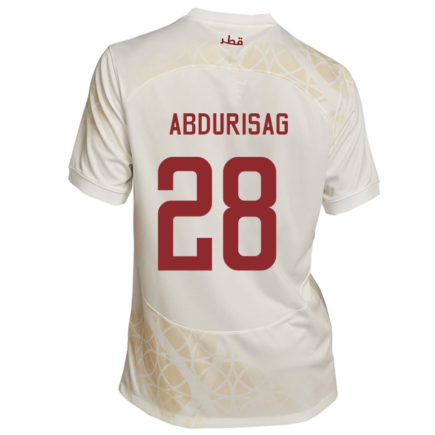 Hombre Camiseta Catar Yusuf Abdurisag #28 Beis Dorado 2ª Equipación 22-24 La Camisa Perú