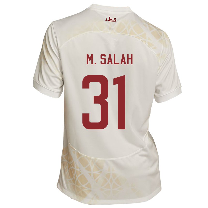 Hombre Camiseta Catar Salah Zakaria #31 Beis Dorado 2ª Equipación 22-24 La Camisa Perú