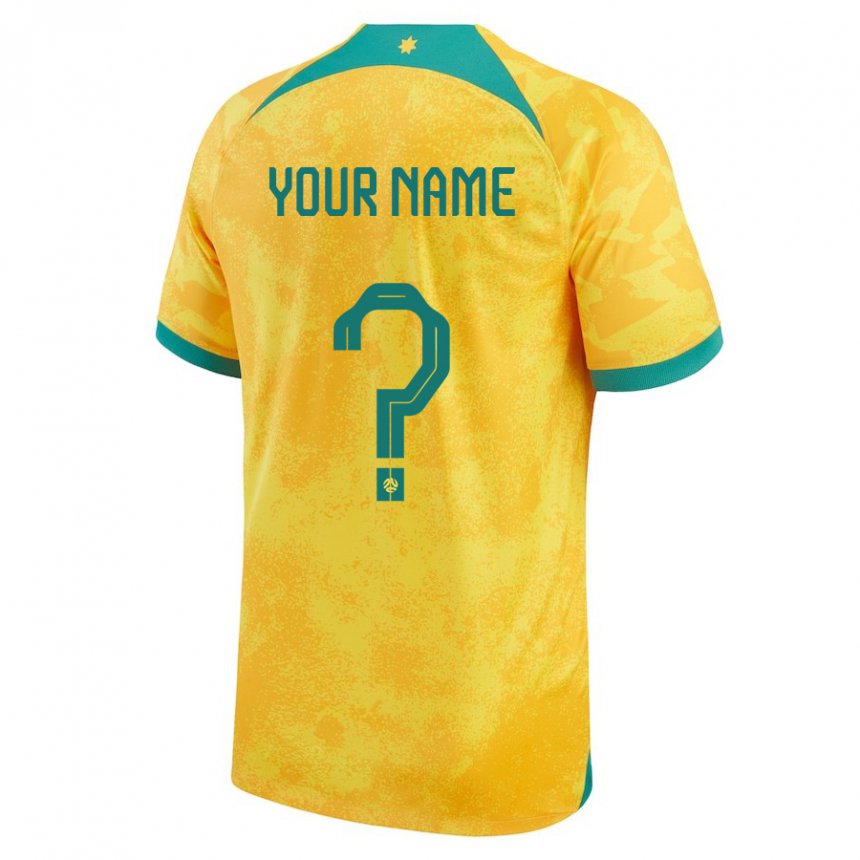 Mujer Camiseta Australia Su Nombre #0 Dorado 1ª Equipación 22-24 La Camisa Perú