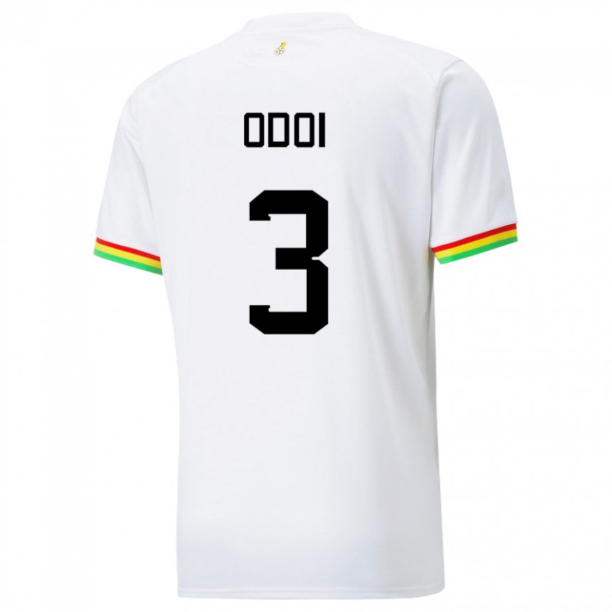 Mujer Camiseta Ghana Denis Odoi #3 Blanco 1ª Equipación 22-24 La Camisa Perú