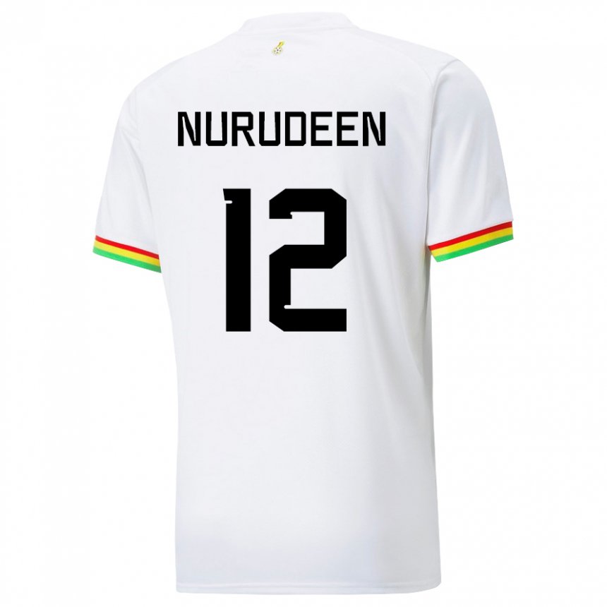 Mujer Camiseta Ghana Abdul Nurudeen #12 Blanco 1ª Equipación 22-24 La Camisa Perú