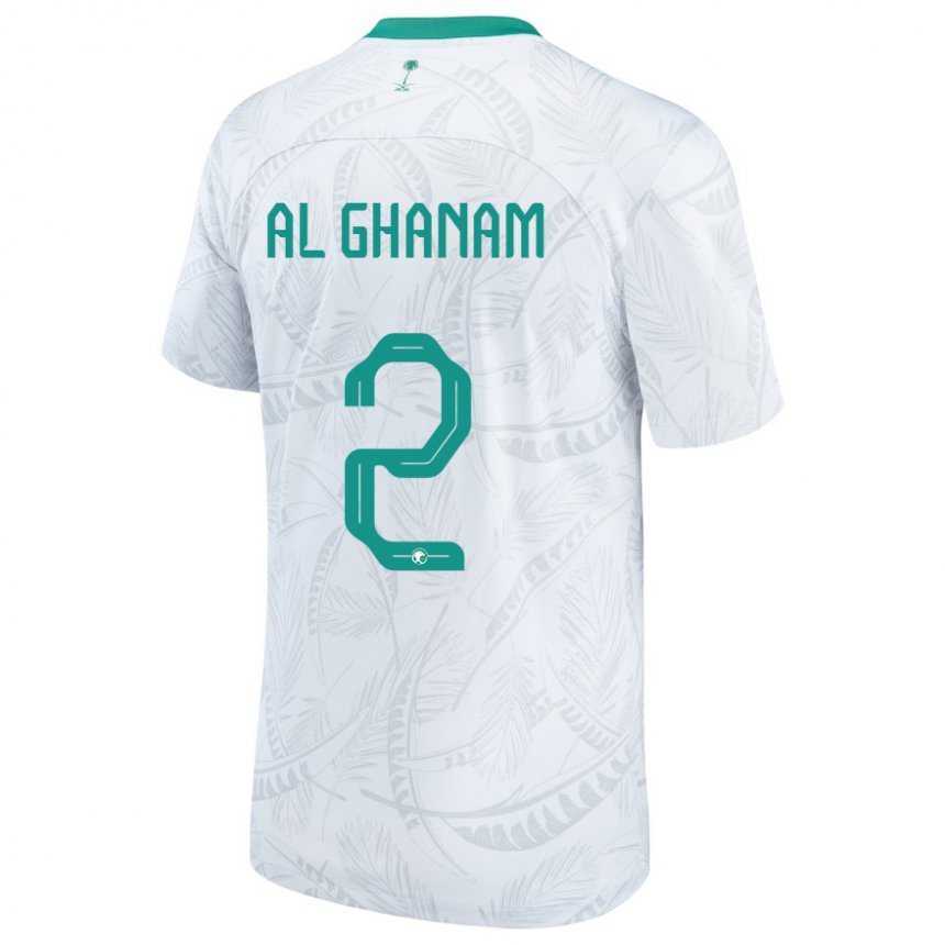 Mujer Camiseta Arabia Saudita Sultan Al Ghanam #2 Blanco 1ª Equipación 22-24 La Camisa Perú