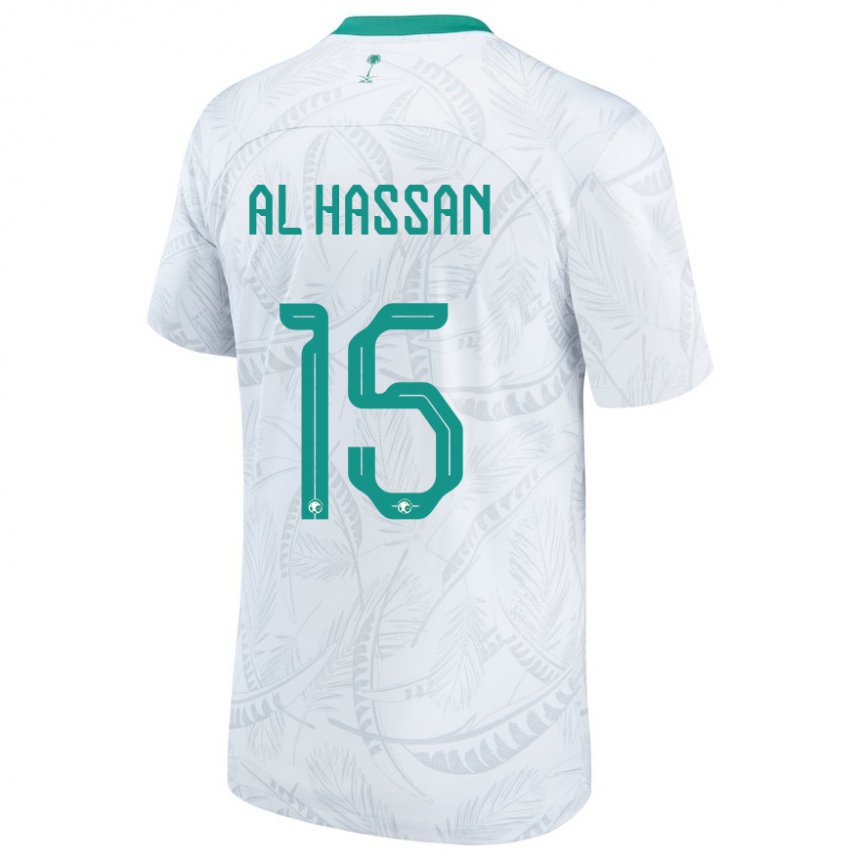 Mujer Camiseta Arabia Saudita Ali Al Hassan #15 Blanco 1ª Equipación 22-24 La Camisa Perú