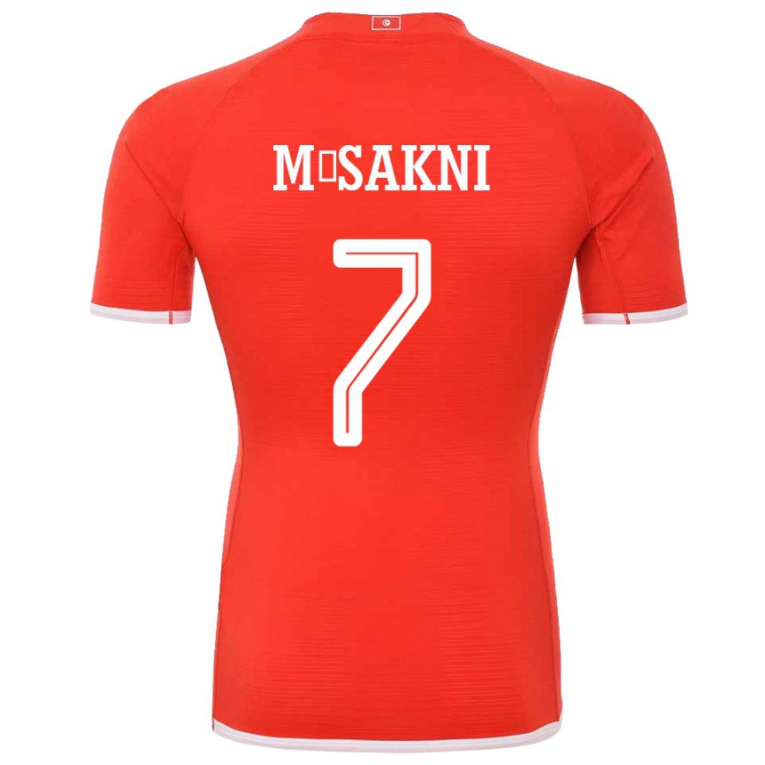 Mujer Camiseta Túnez Youssef M Sakni #7 Rojo 1ª Equipación 22-24 La Camisa Perú