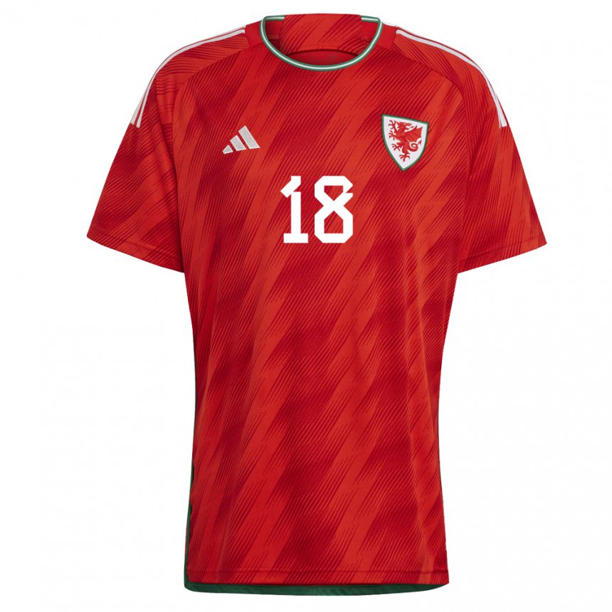 Mujer Camiseta Gales Jonathan Williams #18 Rojo 1ª Equipación 22-24 La Camisa Perú