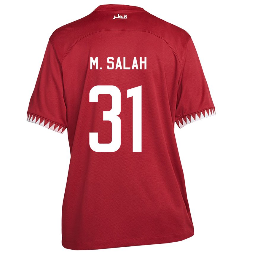 Mujer Camiseta Catar Salah Zakaria #31 Granate 1ª Equipación 22-24 La Camisa Perú