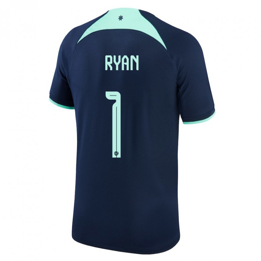 Mujer Camiseta Australia Mathew Ryan #1 Azul Oscuro 2ª Equipación 22-24 La Camisa Perú