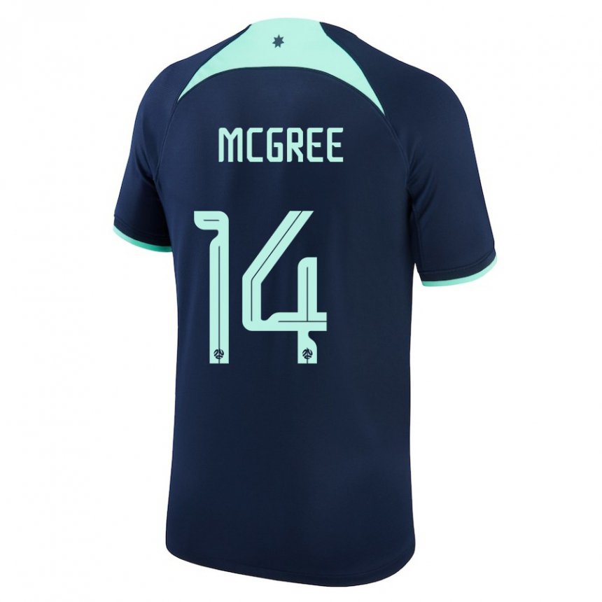 Mujer Camiseta Australia Riley Mcgree #14 Azul Oscuro 2ª Equipación 22-24 La Camisa Perú