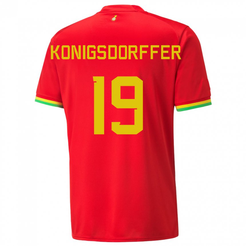 Mujer Camiseta Ghana Ransford-yeboah Konigsdorffer #19 Rojo 2ª Equipación 22-24 La Camisa Perú