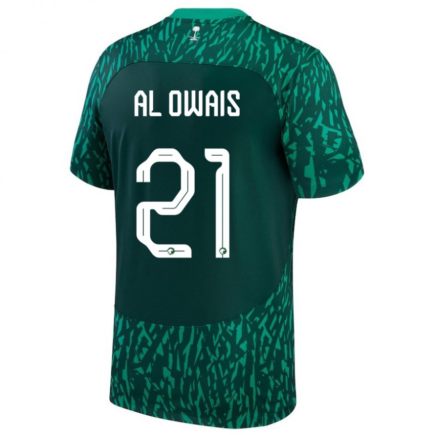 Mujer Camiseta Arabia Saudita Mohammed Al Owais #21 Verde Oscuro 2ª Equipación 22-24 La Camisa Perú