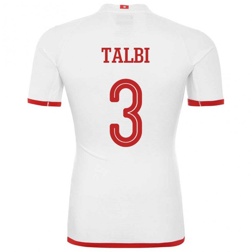 Mujer Camiseta Túnez Montassar Talbi #3 Blanco 2ª Equipación 22-24 La Camisa Perú