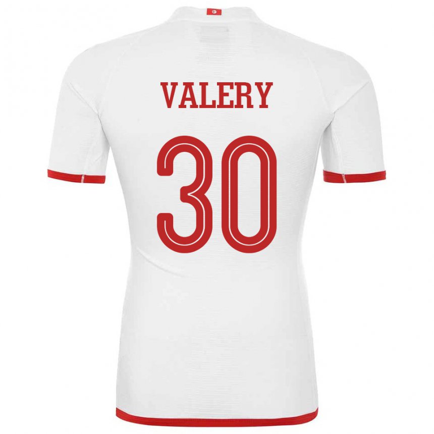 Mujer Camiseta Túnez Yann Valery #30 Blanco 2ª Equipación 22-24 La Camisa Perú