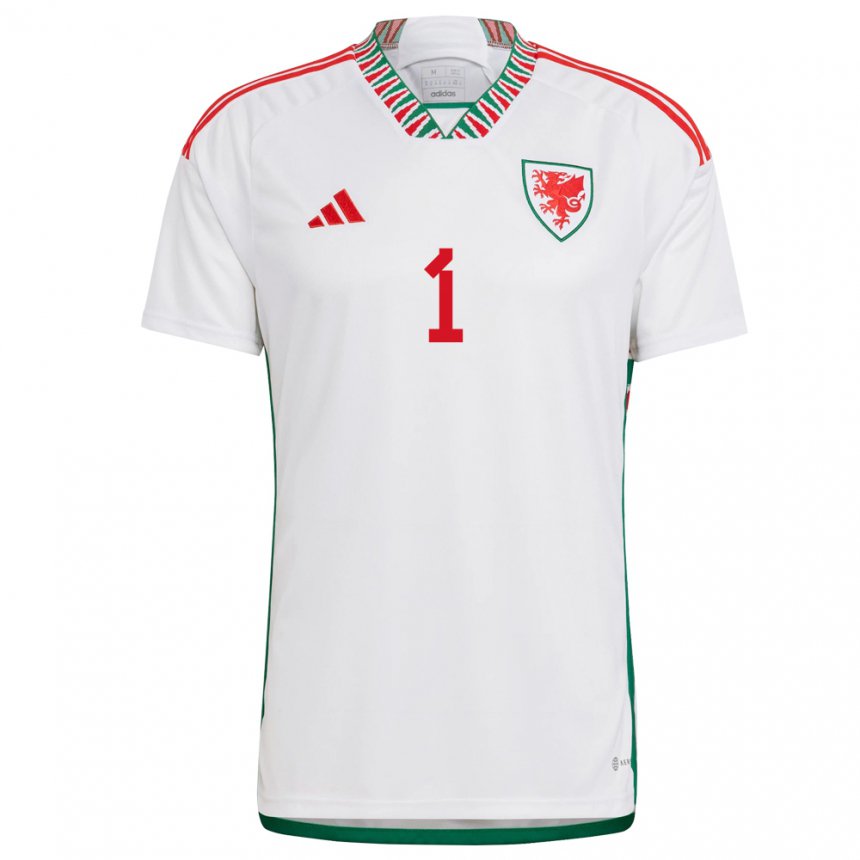 Mujer Camiseta Gales Wayne Hennessey #1 Blanco 2ª Equipación 22-24 La Camisa Perú