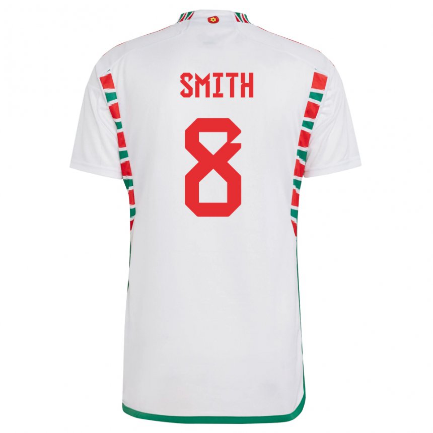 Mujer Camiseta Gales Matt Smith #8 Blanco 2ª Equipación 22-24 La Camisa Perú