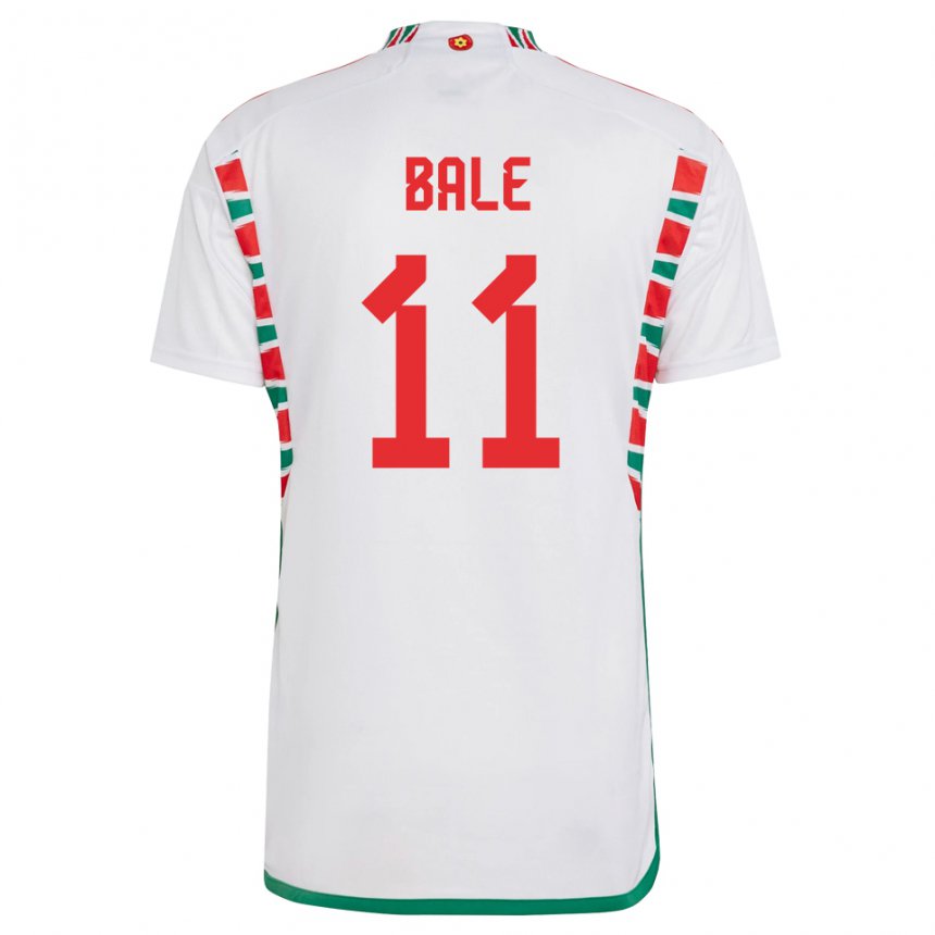 Mujer Camiseta Gales Gareth Bale #11 Blanco 2ª Equipación 22-24 La Camisa Perú