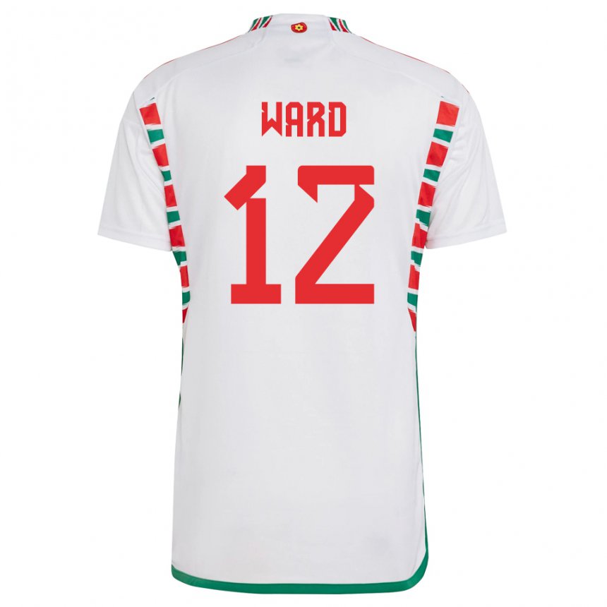 Mujer Camiseta Gales Danny Ward #12 Blanco 2ª Equipación 22-24 La Camisa Perú