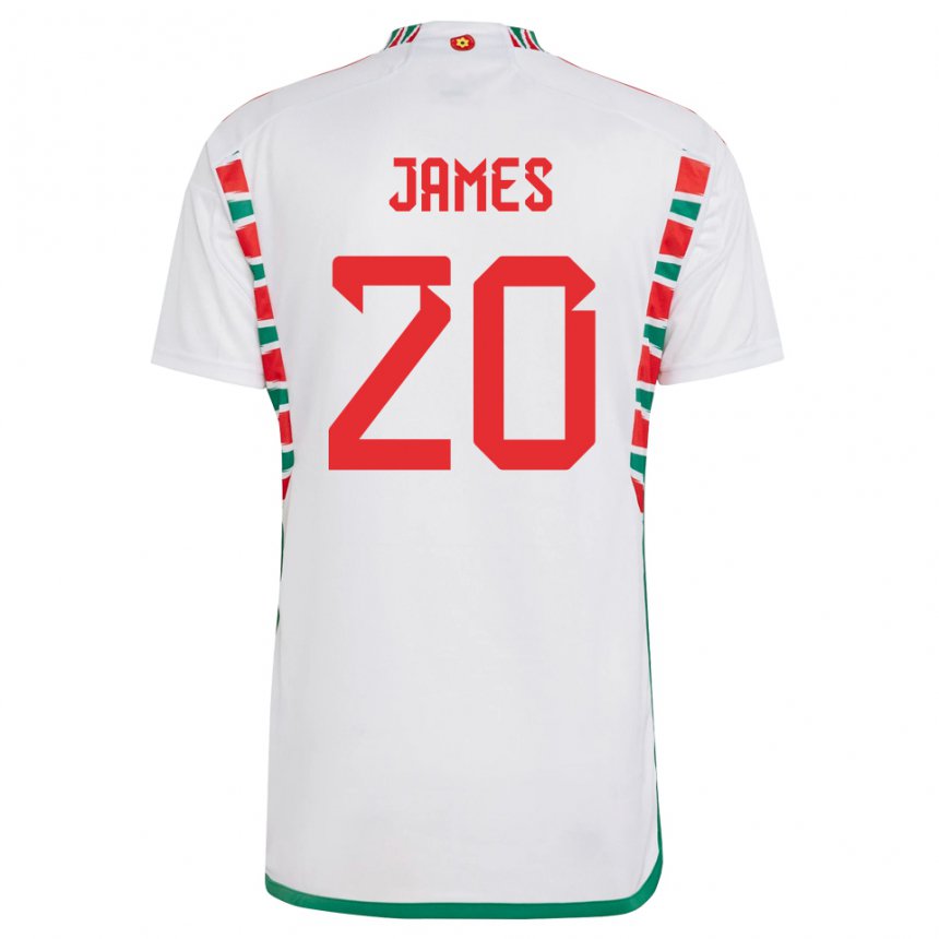 Mujer Camiseta Gales Daniel James #20 Blanco 2ª Equipación 22-24 La Camisa Perú