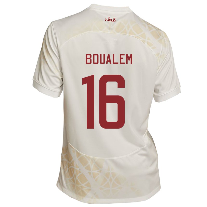 Mujer Camiseta Catar Boualem Khoukhi #16 Beis Dorado 2ª Equipación 22-24 La Camisa Perú