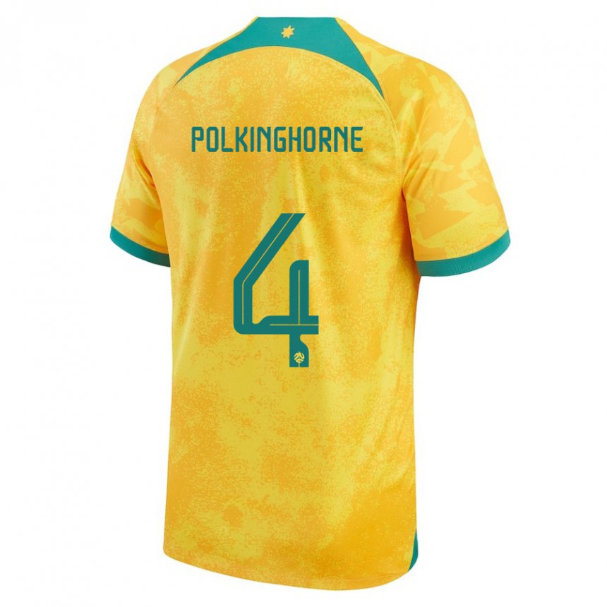 Niño Camiseta Australia Clare Polkinghorne #4 Dorado 1ª Equipación 22-24 La Camisa Perú