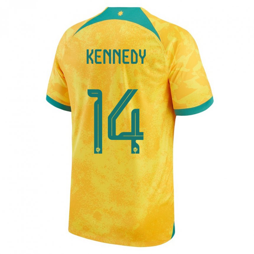 Niño Camiseta Australia Alanna Kennedy #14 Dorado 1ª Equipación 22-24 La Camisa Perú