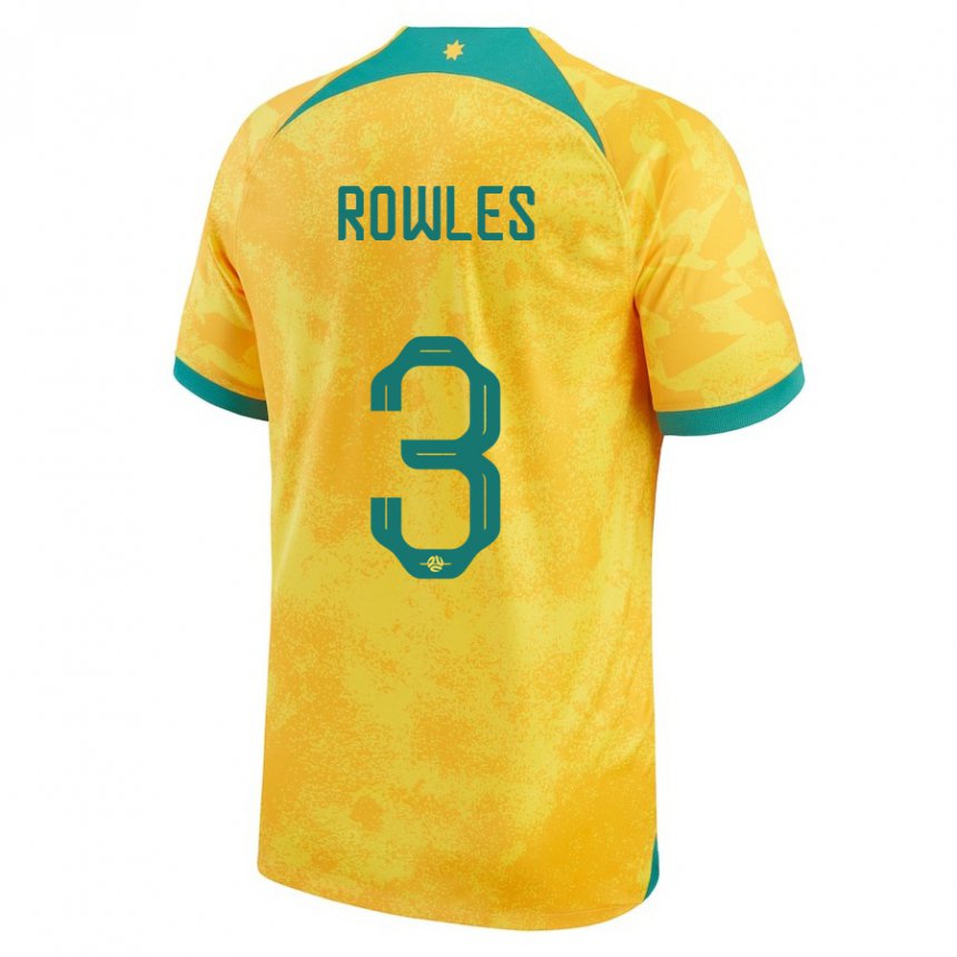 Niño Camiseta Australia Kye Rowles #3 Dorado 1ª Equipación 22-24 La Camisa Perú