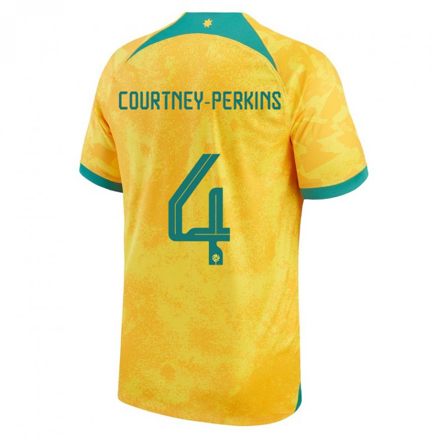 Niño Camiseta Australia Jordan Courtney Perkins #4 Dorado 1ª Equipación 22-24 La Camisa Perú