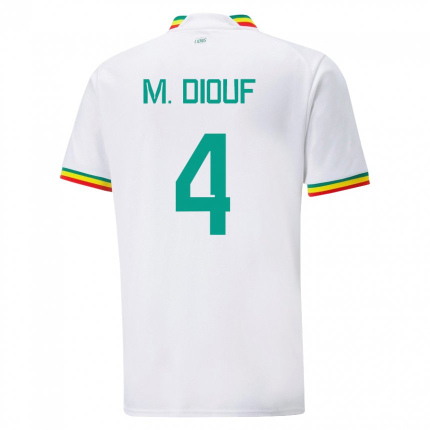 Niño Camiseta Senegal Mame Diarra Diouf #4 Blanco 1ª Equipación 22-24 La Camisa Perú