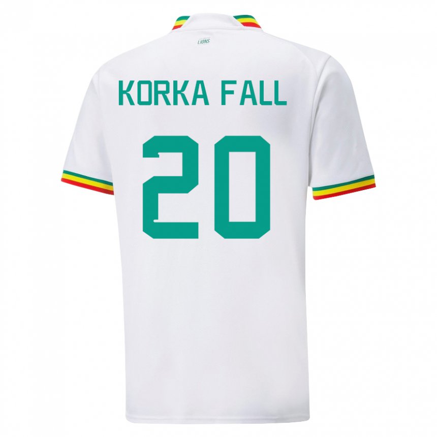 Niño Camiseta Senegal Korka Fall #20 Blanco 1ª Equipación 22-24 La Camisa Perú