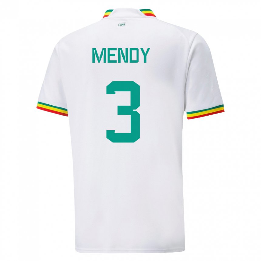 Niño Camiseta Senegal Formose Mendy #3 Blanco 1ª Equipación 22-24 La Camisa Perú