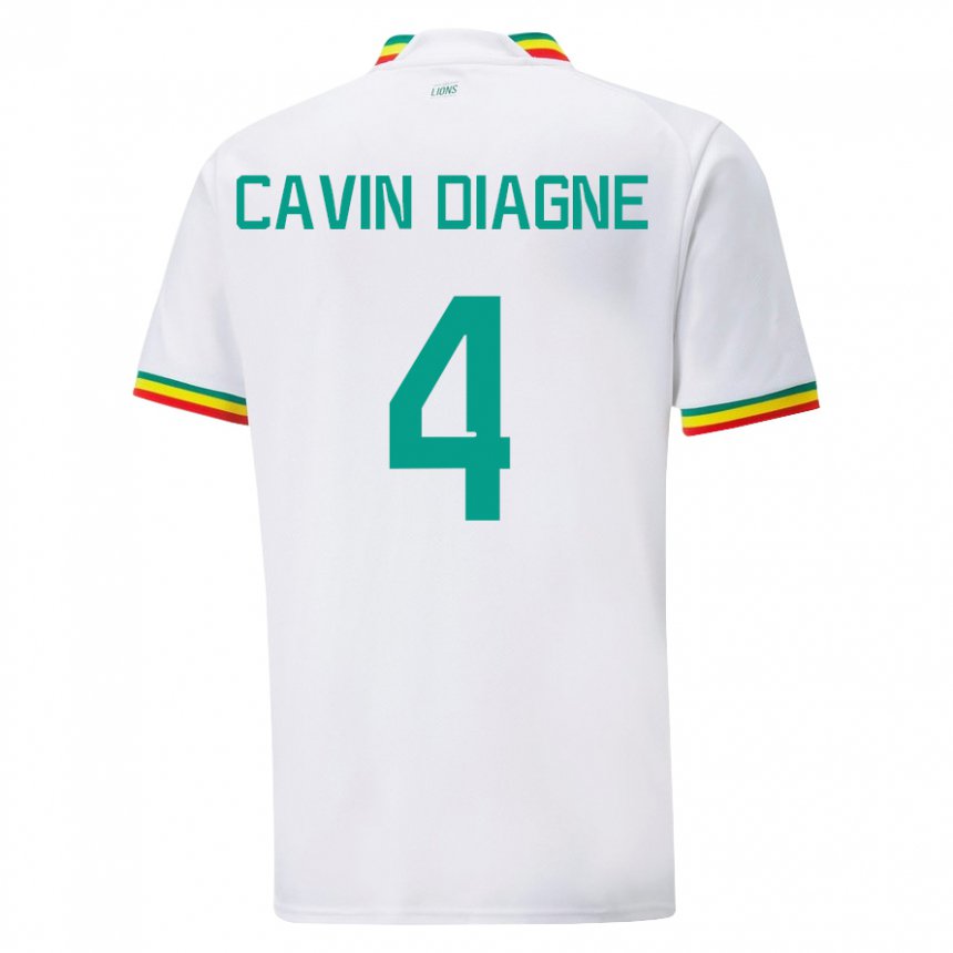 Niño Camiseta Senegal Cavin Diagne #4 Blanco 1ª Equipación 22-24 La Camisa Perú