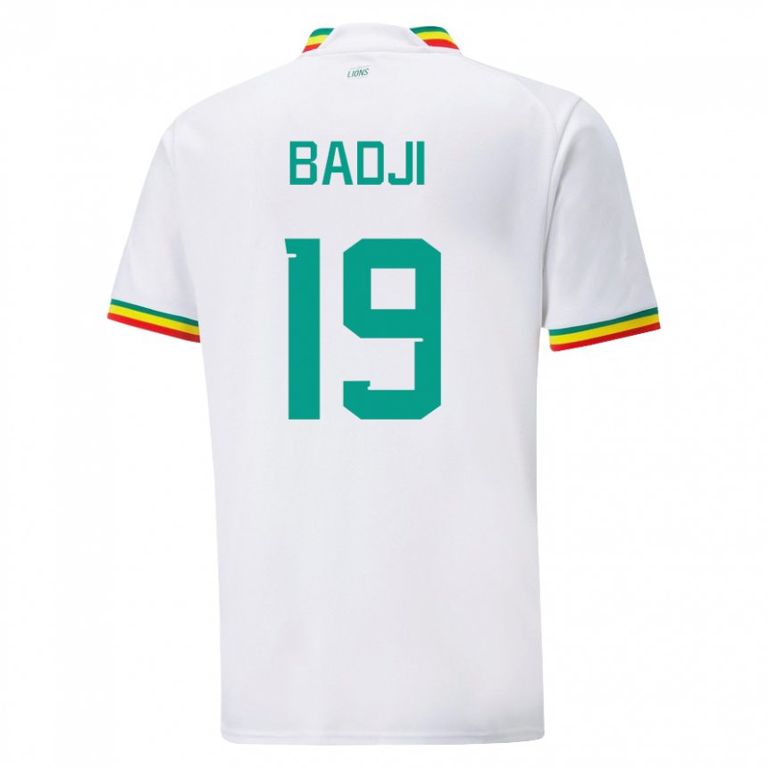 Niño Camiseta Senegal Youssouph Badji #19 Blanco 1ª Equipación 22-24 La Camisa Perú