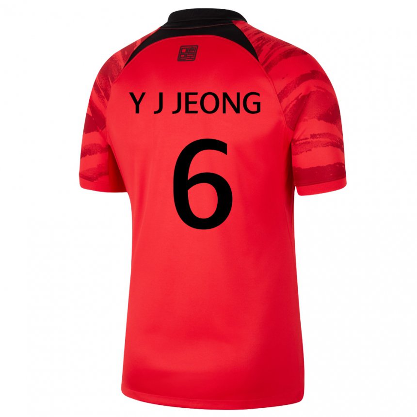 Niño Camiseta Corea Del Sur Jeong Yu Jin #6 Negro Rojo 1ª Equipación 22-24 La Camisa Perú