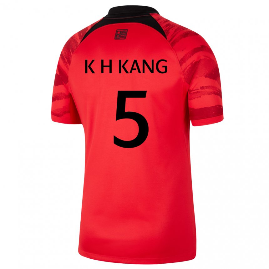 Niño Camiseta Corea Del Sur Kang Kyo Hun #5 Negro Rojo 1ª Equipación 22-24 La Camisa Perú