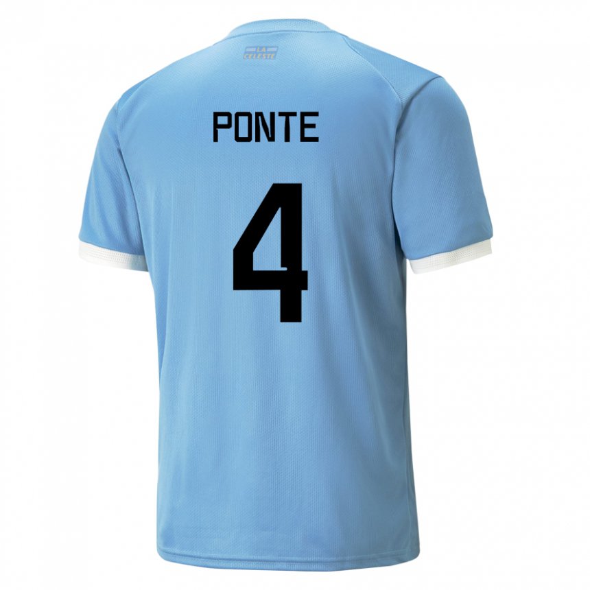 Niño Camiseta Uruguay Mateo Ponte #4 Azul 1ª Equipación 22-24 La Camisa Perú