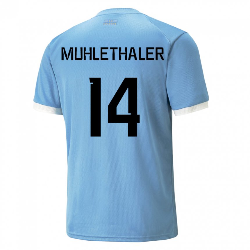 Niño Camiseta Uruguay Stiven Muhlethaler #14 Azul 1ª Equipación 22-24 La Camisa Perú