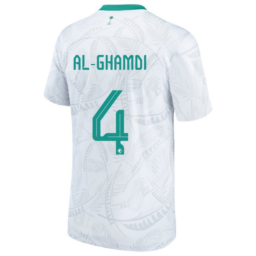 Niño Camiseta Arabia Saudita Talah Al Ghamdi #4 Blanco 1ª Equipación 22-24 La Camisa Perú