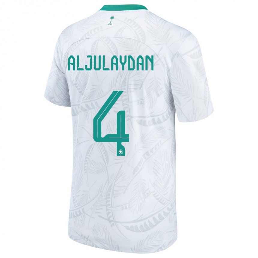 Niño Camiseta Arabia Saudita Ahmed Aljulaydan #4 Blanco 1ª Equipación 22-24 La Camisa Perú