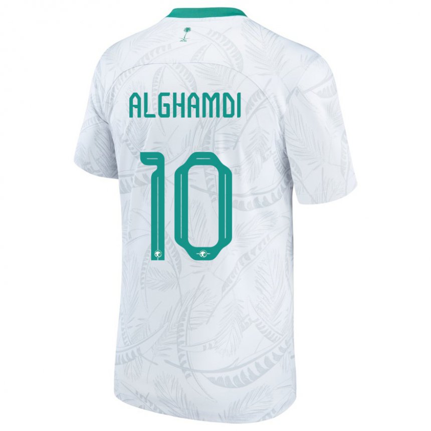 Niño Camiseta Arabia Saudita Ahmad Alghamdi #10 Blanco 1ª Equipación 22-24 La Camisa Perú